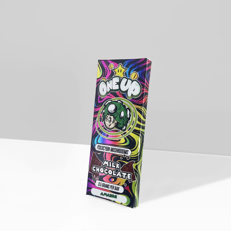ONE UP MUSHROOM BAR ARE A NEW PSYCADELIC CHOCOLATE MUSHROOMS INSPIRED BYTHE SUPER MARIOGAMES. ONEUP MUSHROOM BAR COMBINE THE BEST AVAILABLE IN STOCK